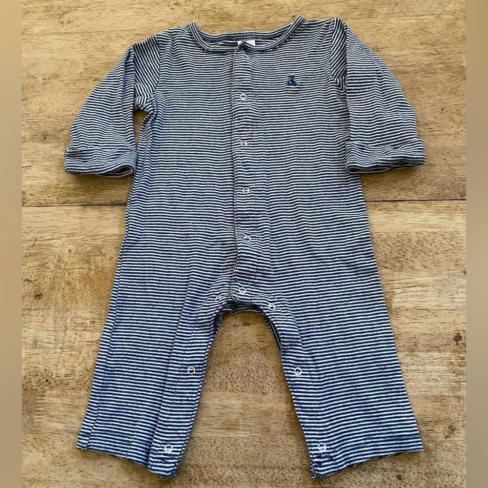 Vintage‎ Baby Gap Infant 3-6 Mo Cotton Navy Pinstripe Long Sleeve Bodysuit